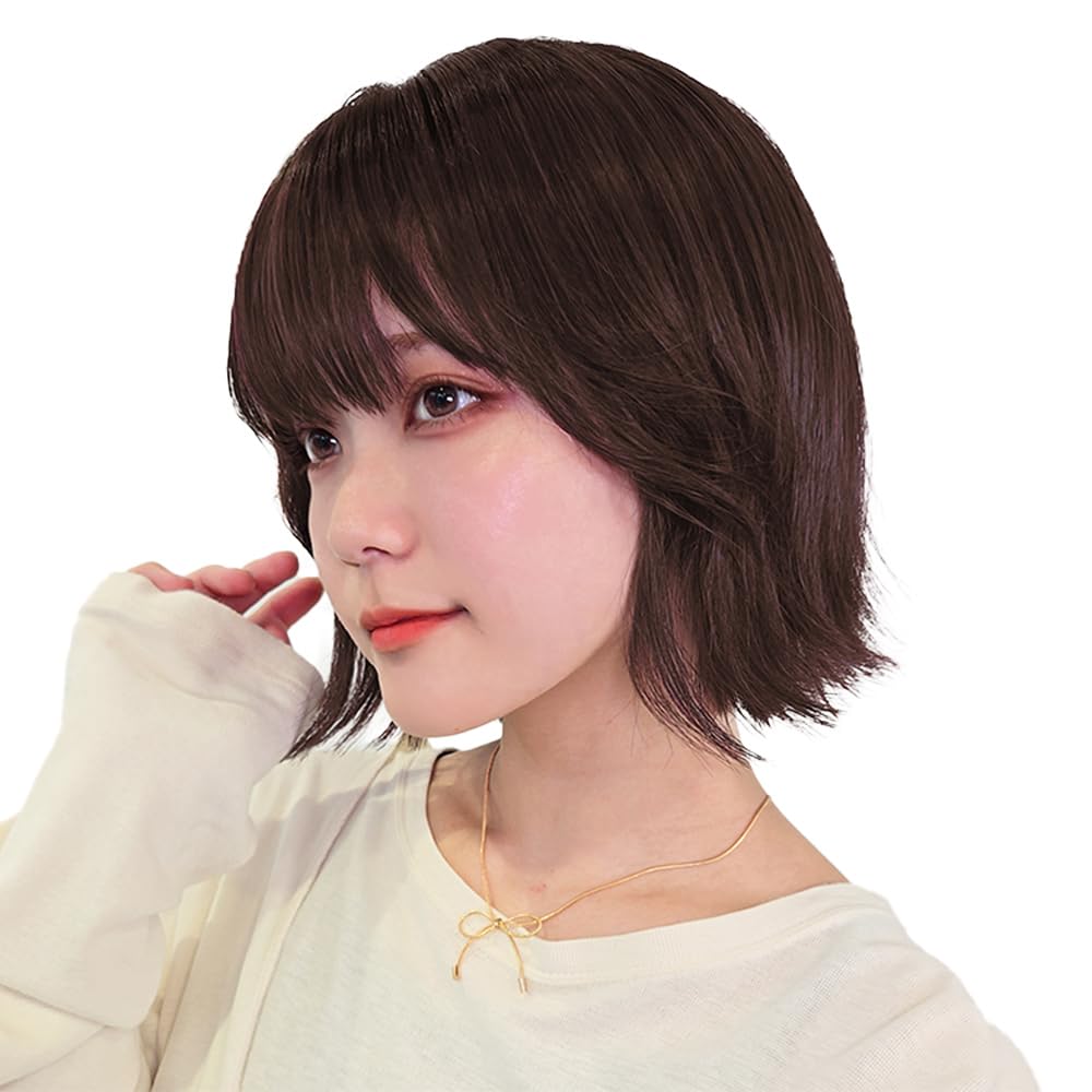 

AQUADOLL Bob Wig with Outward Flipping, Side Bangs, and Inner Color, High-Tone, Full Wig, One Size Fits Most, E3. Chocolate Lavender, wg356E3