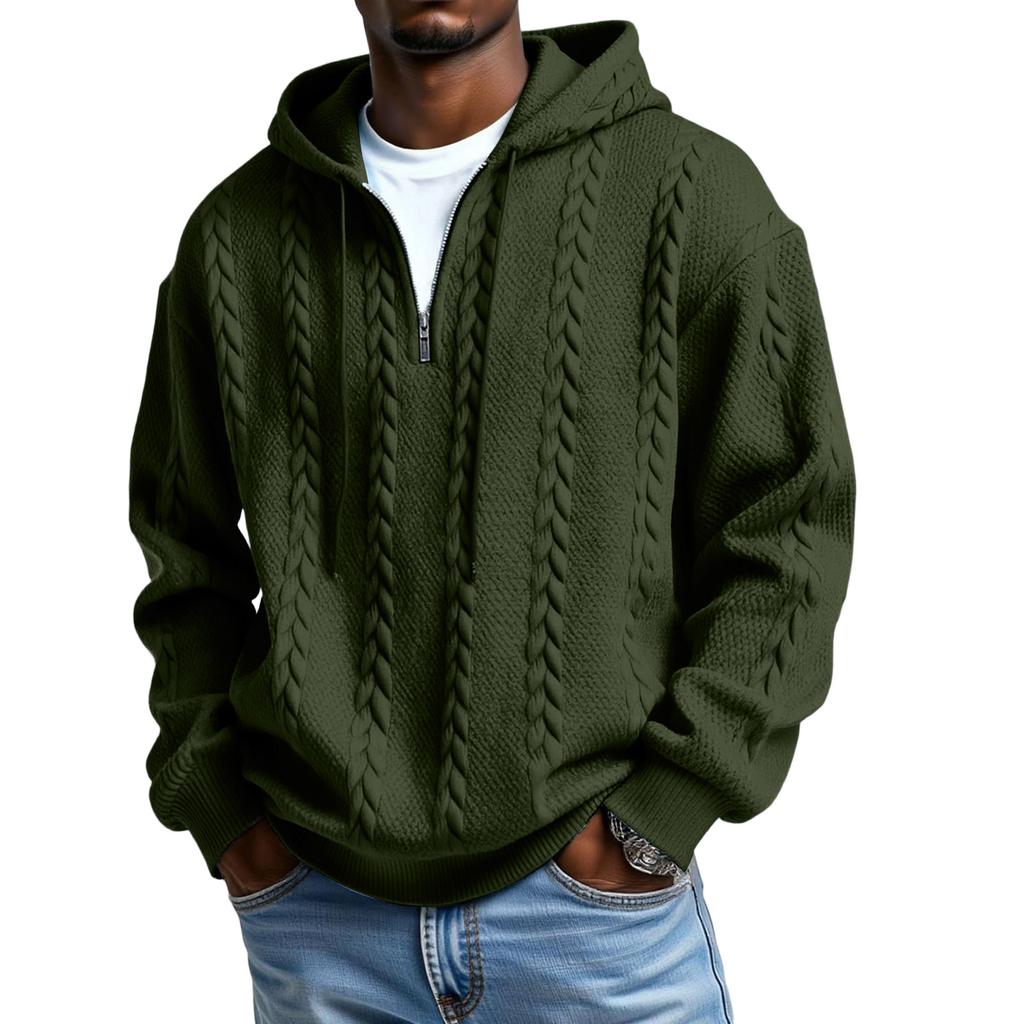 Men's Long Sleeves Leisure Sports Half Zipper Hooded Hood Hoodie
