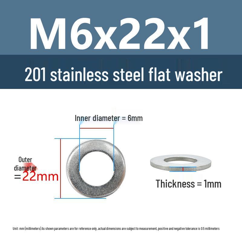 Yigu Oversized Thickened 201 Stainless Steel Flat Washers for M3, M4, M5 Industrial Use
