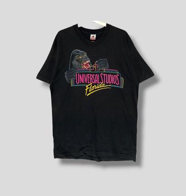 Vintage 90s Universal Studio Florida King Kong Tshirt Collectible Hollywood Sci Fi Film Movie Single Stitch Black Large