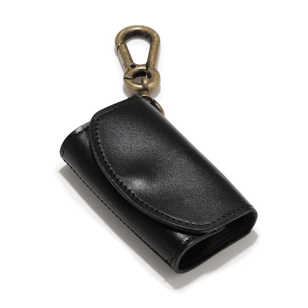 Naru Genuine Tochigi Leather Flap Key Case for Men and Women, 4-Row Coin Purse, Card Case, Smart Key Holder, Carabiner, Stylish, Popular Brand, Made i