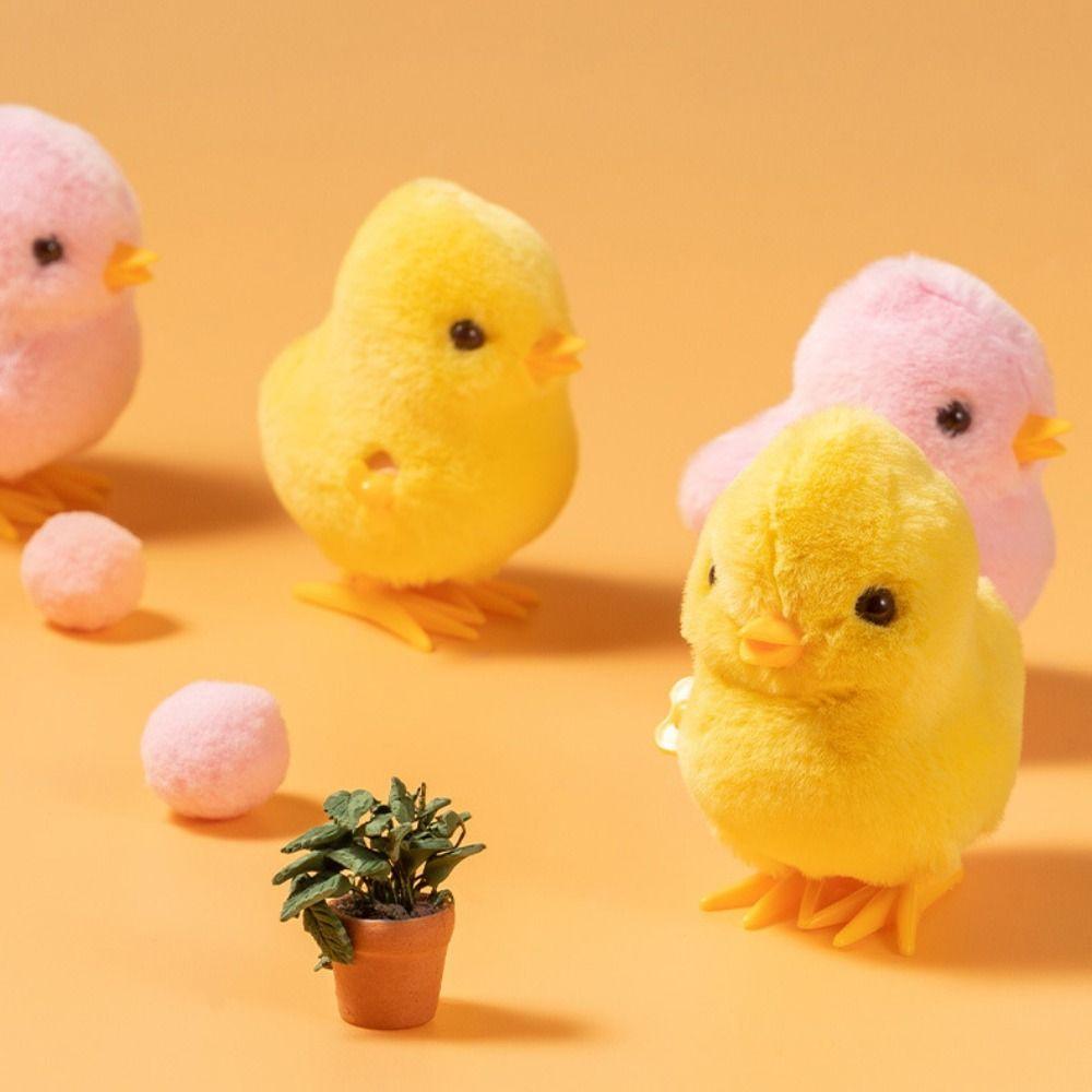 

Plush Clockwork Spring Chicken Toy Cute Guide Baby Crawling Toy Duck Wind Up Jumping Toy Gifts pink-chicken