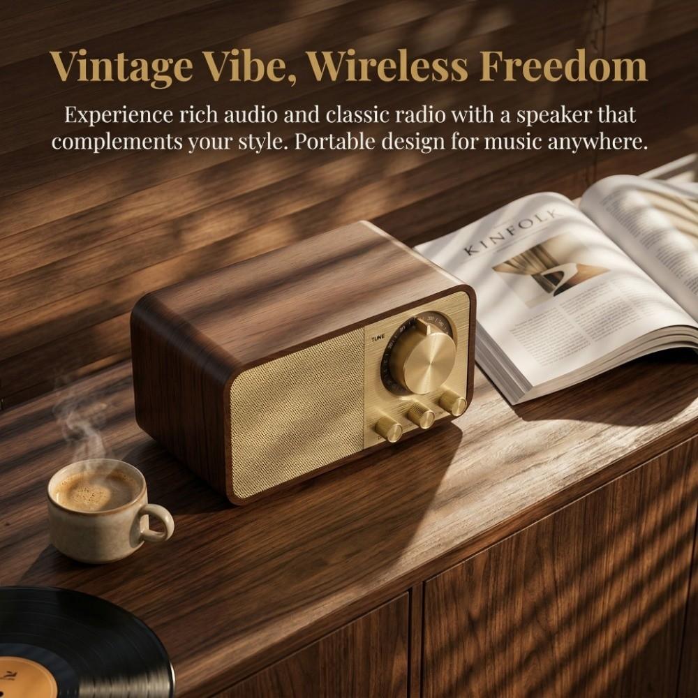 Retro FM Radio with Bluetooth Super Bass Vintage Radio Sound Bar Bluetooth Speaker  Classic