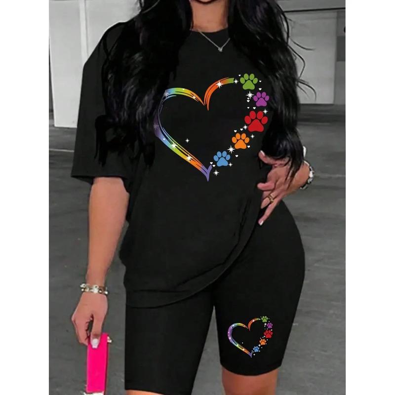 Conjunto De Dos Piezas De Camisetas Coloridas Con Estampado S