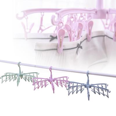 24-Clips Windproof Drying Rack Rotatable Foldable Hanger Sock Dryer Household Multi-functional Underwear Clothes Drying Rack