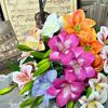 New 65cm Artificial Lily Flower 4 Heads 3D Printing Daylily Lily Flower Silk DIY Wedding Bridal Bouquet Living Room Decor