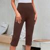 Women's Mid Rise Capri Leggings Loose Fit Button Split Casual Cropped Pants Summer Stretch Daily Bottoms