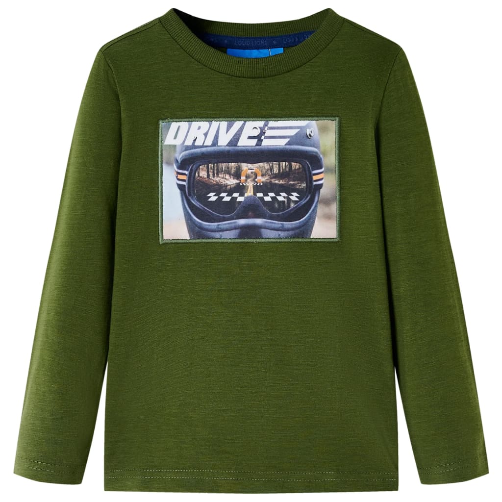 Kids Long Sleeve T Shirt In Dark Khaki Size 104