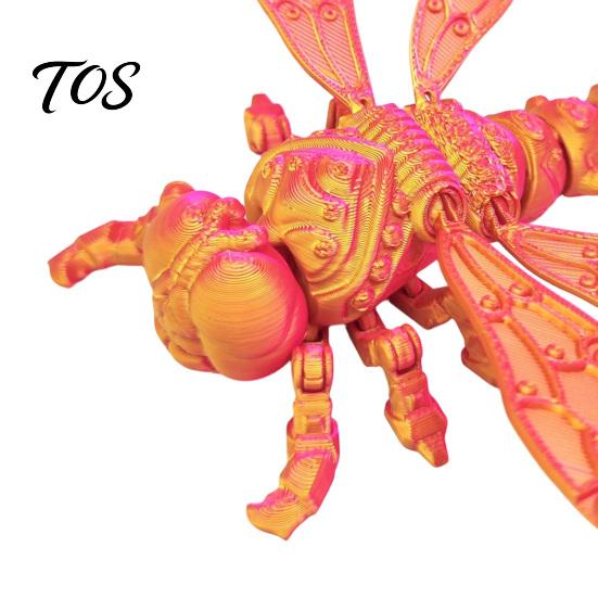Flexible Dragonfly Model 3D Printed Figurine, Articulated with Movable Joints, Toys Stress Relief Insect Fidget Toy for Desk Decoration Collectible