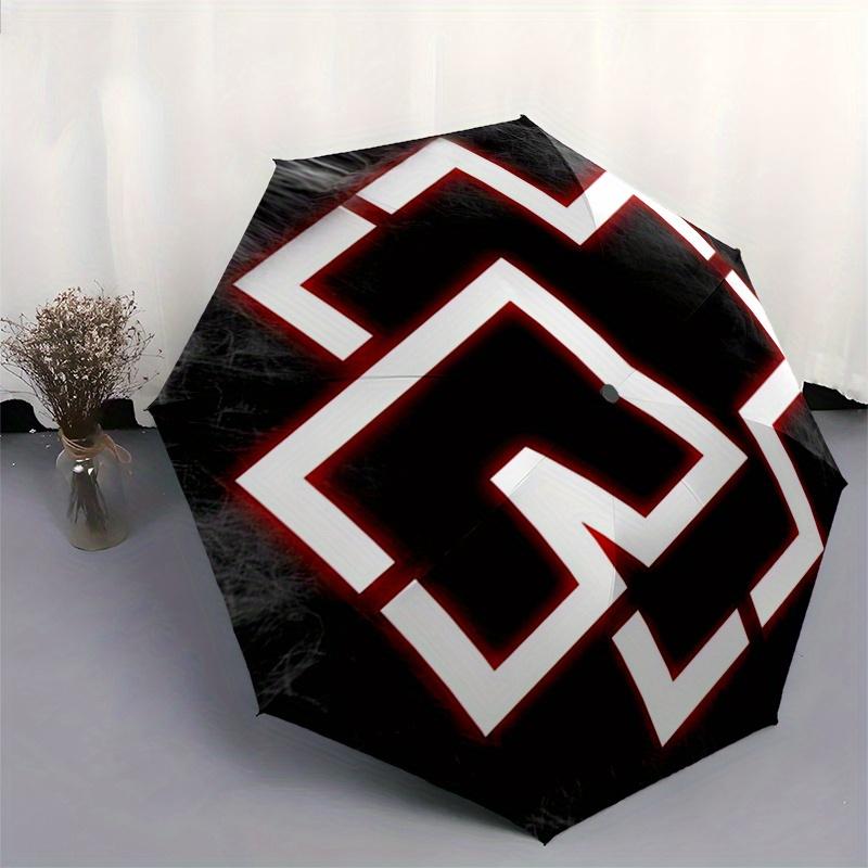 Abstract Red and White Patterned CoasterUmbrella, Portable 3-Fold Compact Umbrella for Men & Women Gift