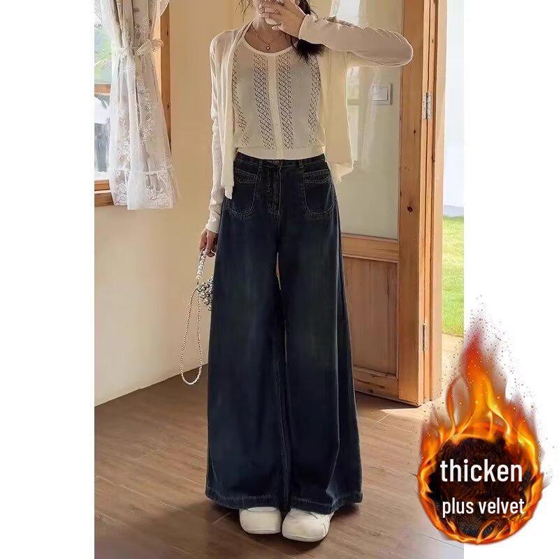 

Women s Retro High-Waisted Loose Straight-Leg Jeans, Spring/Autumn 2024 - Korean Style M