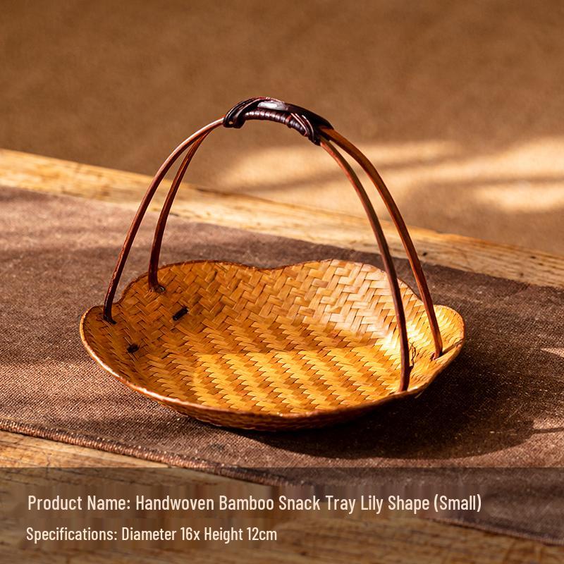 Song Style Bamboo Woven Small Snack Tray: Chinese Tea, Fruit Plate, Wedding Ornament