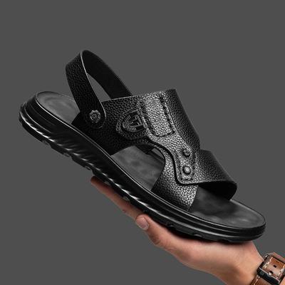 Mode Freizeitspaziergang Herren Ledersandalen Bequeme Sommer Hausschuhe Vielseitige Mode Strand Flats Outdoor Waten Wasserschuhe Hausschuhe