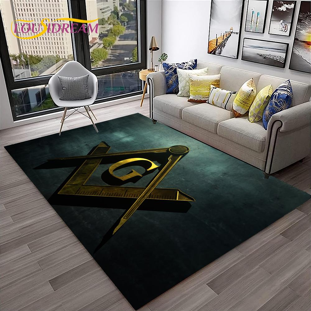 Ring Freemasonry Illuminati Masonic Carpet Rug for Home Living Room Bedroom Sofa Doormat Decor,Kid Area Rug Non-slip Floor Mat