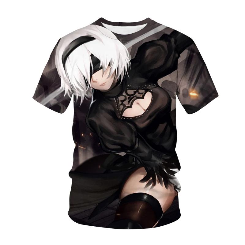 

New Nier Automata 3D Printed O-neck T-Shirt Anime Game Sexy Cute Girl Streetwear Women Fashion T Shirt Harajuku Unisex Tees 4XL