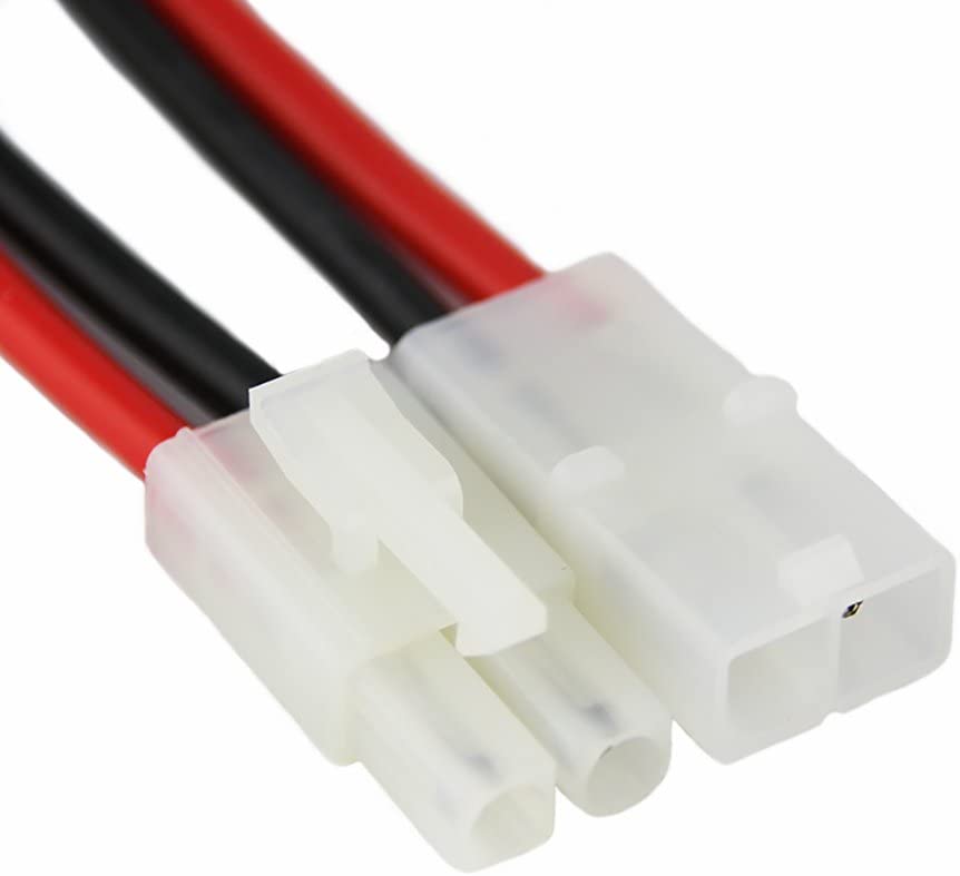 Sada 3 párů Tamiya konektorů samec-samice | 14AWG adaptérové kabely 10cm | Ideální pro RC LiPo baterie – Červené