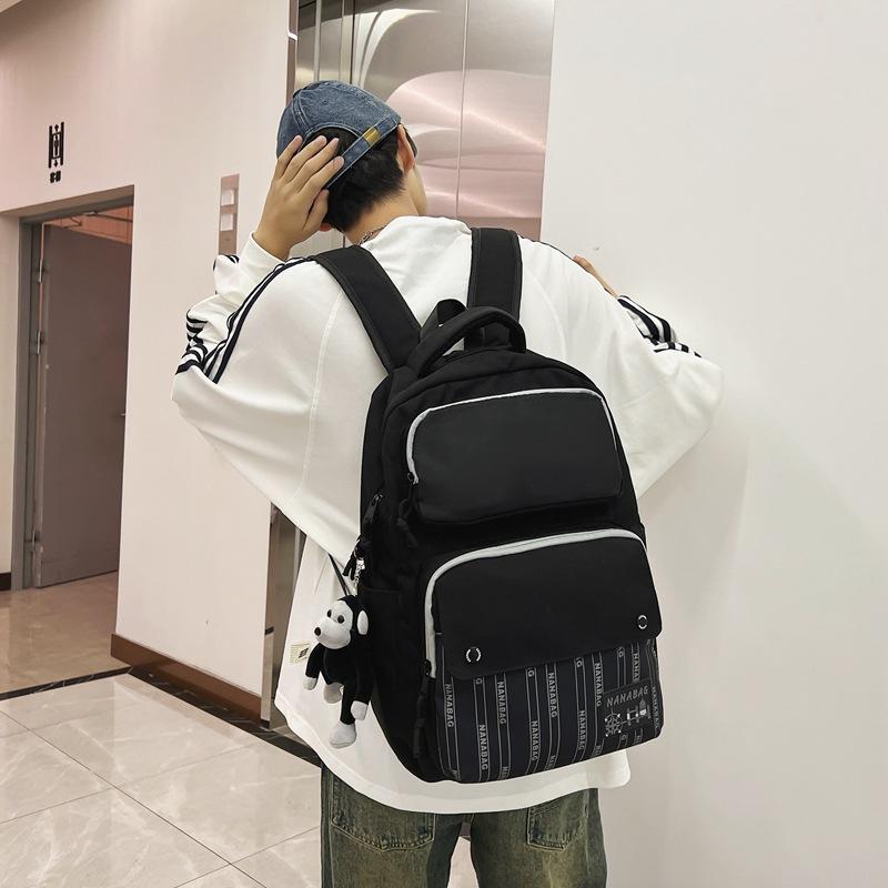 

New backpack male junior high school student large-capacity computer bag college student backpack contrasting color splicing schoolbag
