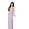 Premium Elegant Fairy Sequin Splicing Suspender Dress Banquet Evening Dress White Purple Dress
