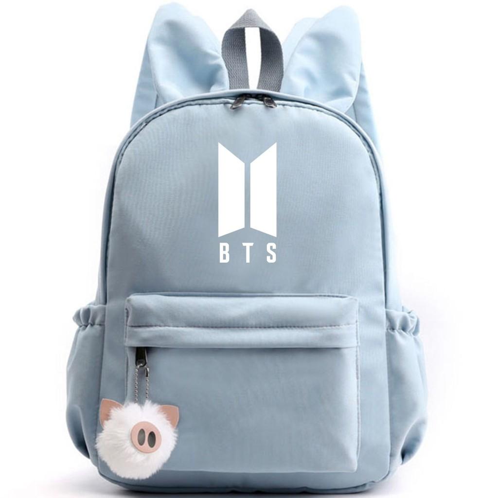 Bunny Kpop Bts Rabbit Ears Backpack Girls School Bags V With Piggy Pendant Plush