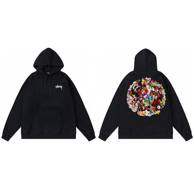 Stussy Mens Hooded Sweatshirt Casual Loose Fit Streetwear Printed Pullover