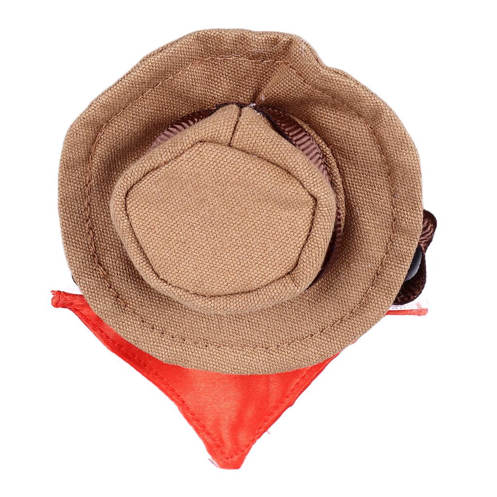 Bearded Dragon Cowboy Hat and Bandana Halloween Reptile Costume Cap with Removable Bib for Lizard Hamster Small Animal