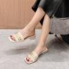 Fashion 2025 Summer Plus Size Modern Women's Open Toe Slippers Elegant Square Toe Rivet Med Heel Sandals Fashion Dress Daily Slippers
