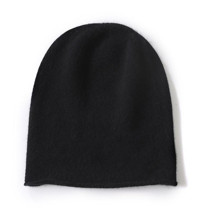 Women Knitted Hats Solid Color Rolled-up Thickened Warm Ear-protecting Cashmere Hats Autumn Winter Outdoor Wear Caps for Unisex