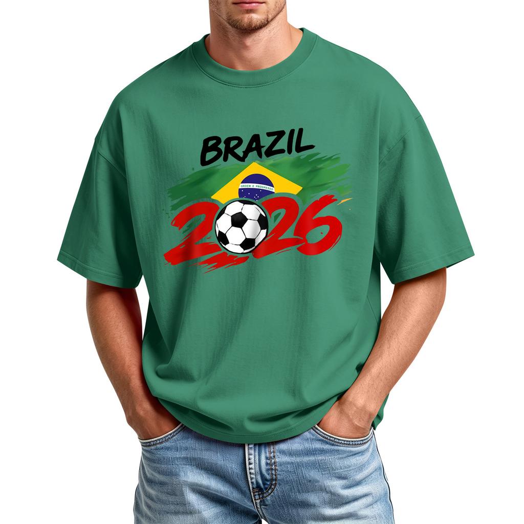 Men's Printed Round Neck T-Shirt Casual Sports Short-Sleeve Top