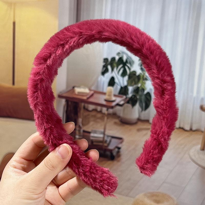 Herbst/Winter Damen Einfaches Bonbonfarbenes Plüsch-Stirnband mit breiter Krempe - Niedliches und vielseitiges Haaraccessoire