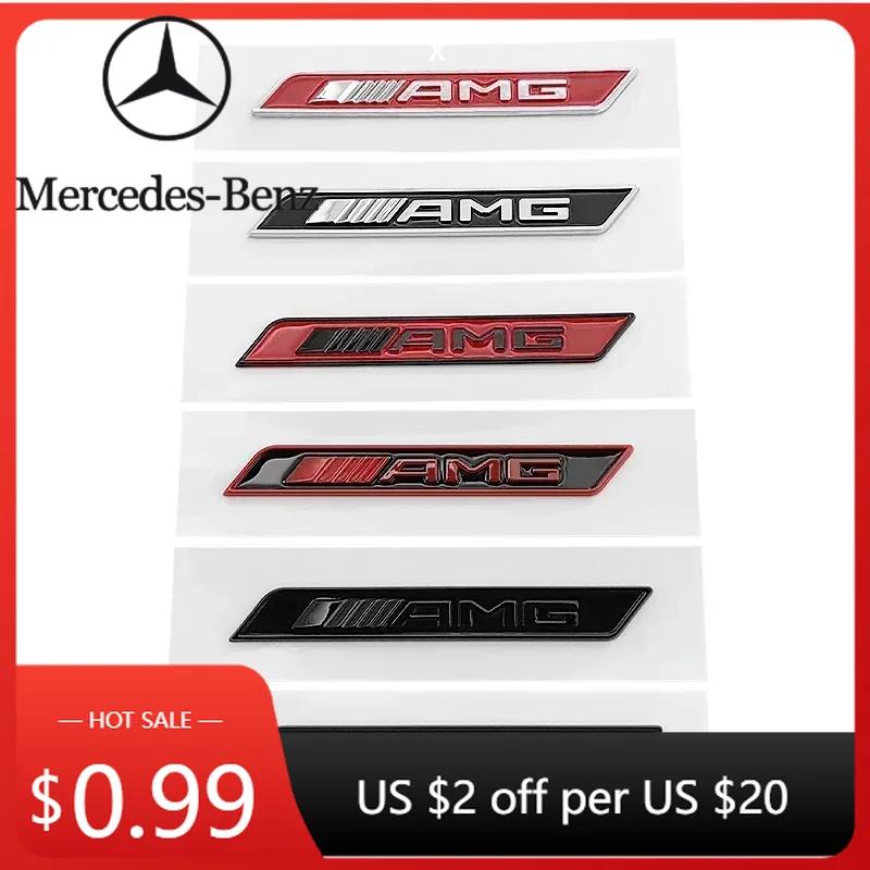 Car Sticker 1pc 3D ABS Chrome Red Black Logo AMG Emblem Car Fender Side Badge Decal For Mercedes Benz GLE W167 W166 AMG Sticker