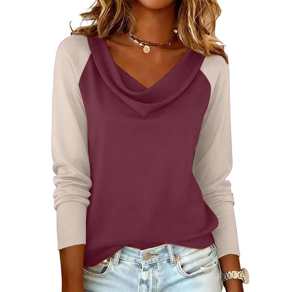 Damen Color-Blocked Casual Fashion Langarm-Pullover