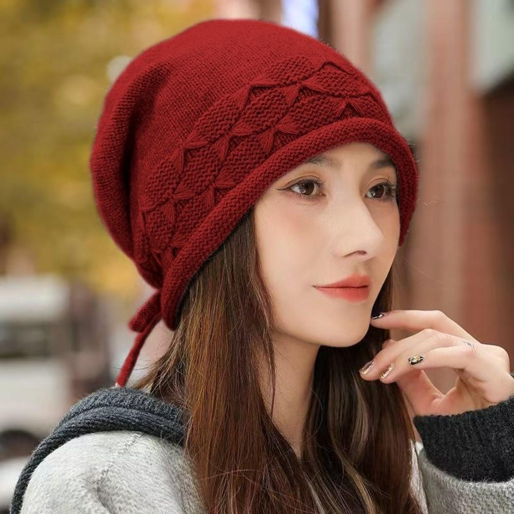 

New Windproof Beanie Hat Cold Proof Drawstring Ear Protection Cap Keep Warm Pullover Hat Autumn Winter червоний
