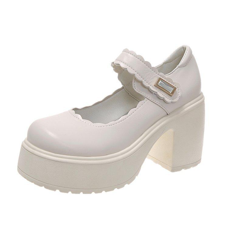 High-heeled Mary Jane Shoes Spring and Autumn New Retro Japanese Light Mouth Thick Heel Platform Small Leather Shoes