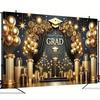 2D Gate Banner Memorable Moment Elegant Graduation Gate Banner - with Gold Balloon Graduation Party Decorations