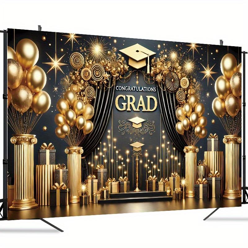 2D Gate Banner Memorable Moment Elegant Graduation Gate Banner - with Gold Balloon Graduation Party Decorations