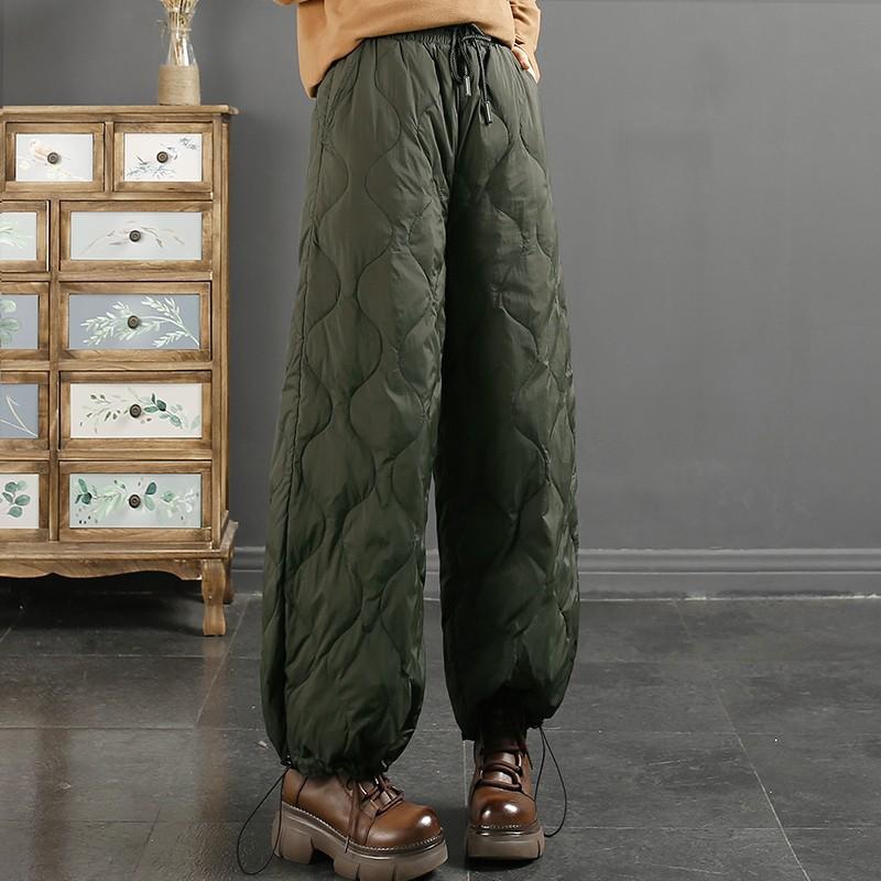 Vinter Förtjocka Harems Capri Byxor Dun Bomull Varma Lediga Tjocka Vindtäta Fluffiga Dam Byxor Snökläder Midja