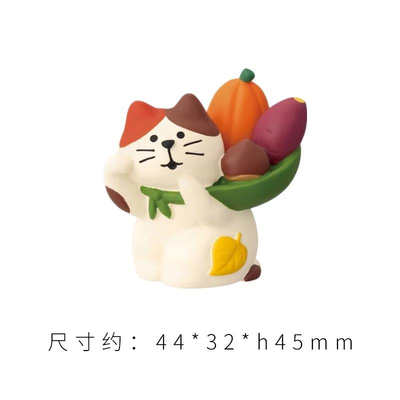 INS ZAKKA Resin Ornaments Autumn Harvest Chestnut Series Persimmon Tree Thief Cat Camera Prop Japanese Mini Home Decoration Gift