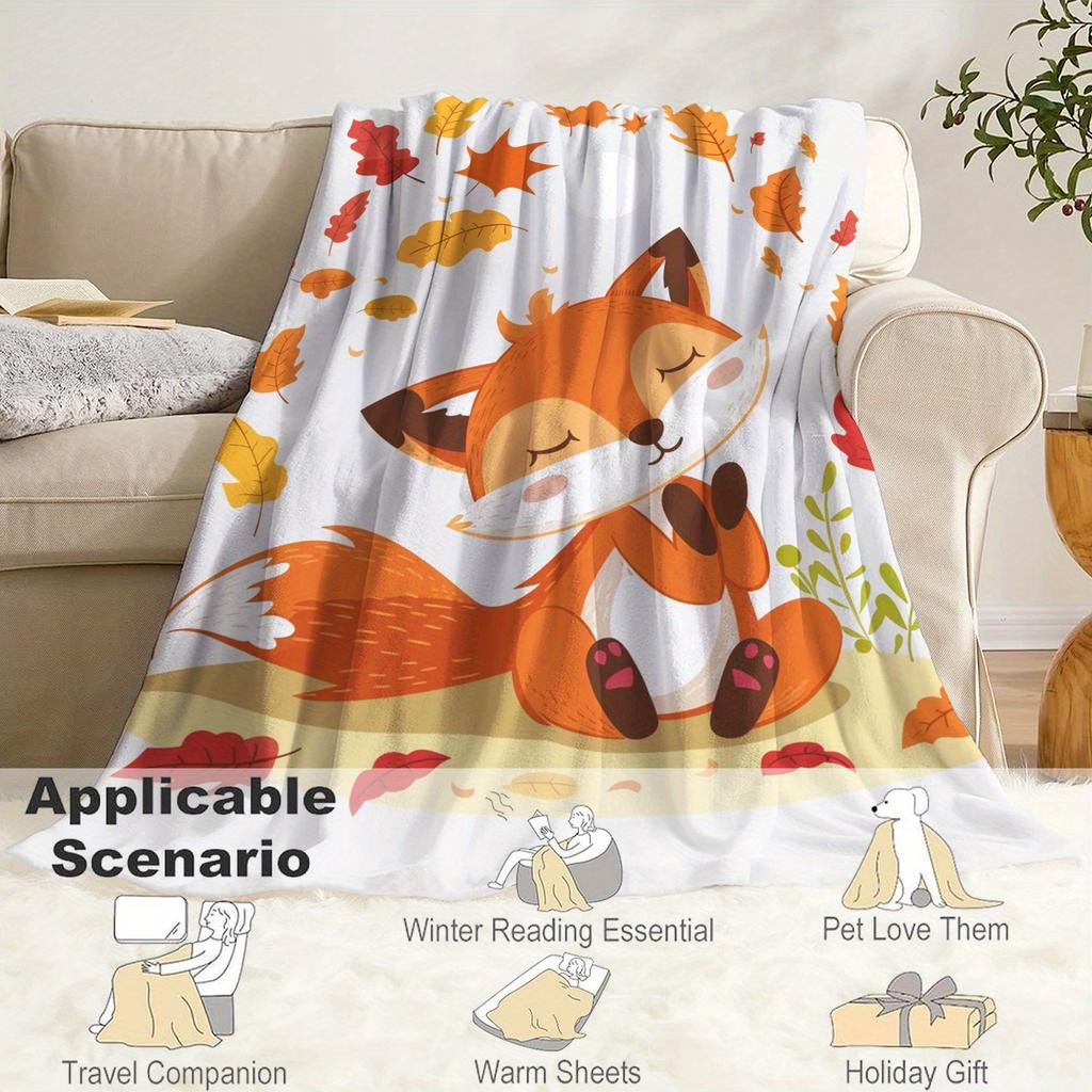 Gemütliche kleine Fuchs Flanell-Kuscheldecke - Weich, Leicht & Warm für Alle Jahreszeiten - Perfekt für Bett, Sofa, Büro, Camping