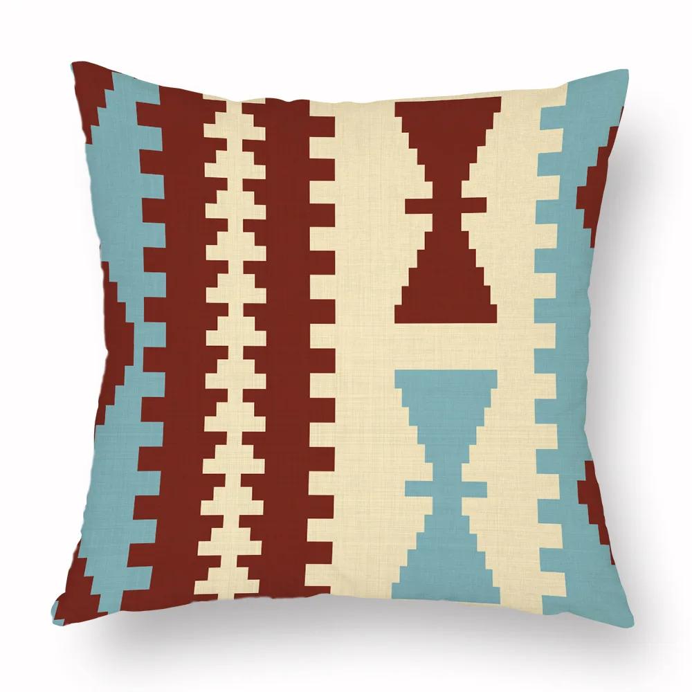 Colorful Navajo Aztec Geometric Printing Pattern Cushion Cover Home Living Room Sofa Decorative Pillow 45*45Cm