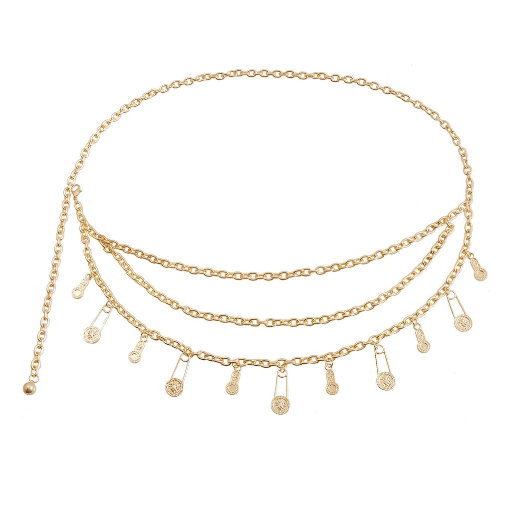 ins retro style lion head pendant waist chain multi-layer metal body chain versatile skirt trouser chain
