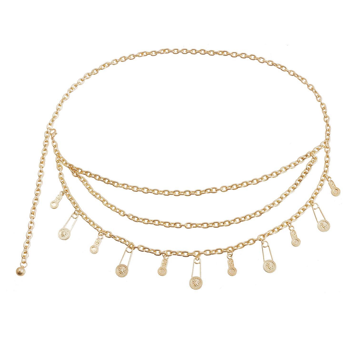 ins retro style lion head pendant waist chain multi-layer metal body chain versatile skirt trouser chain