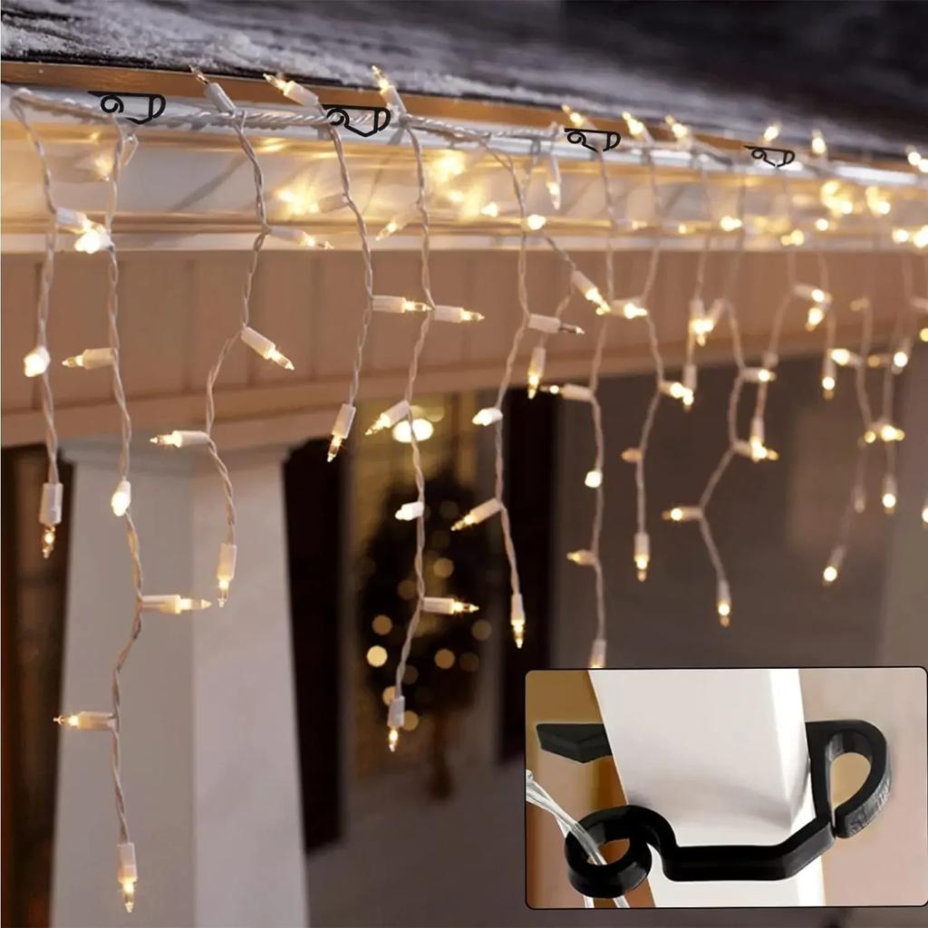 20pcs Gutter Hooks Plastic Gutter Clips Holiday Hanging Clips for Christmas Decoration Cluster Lights Icicle Multi-Purpose Hooks
