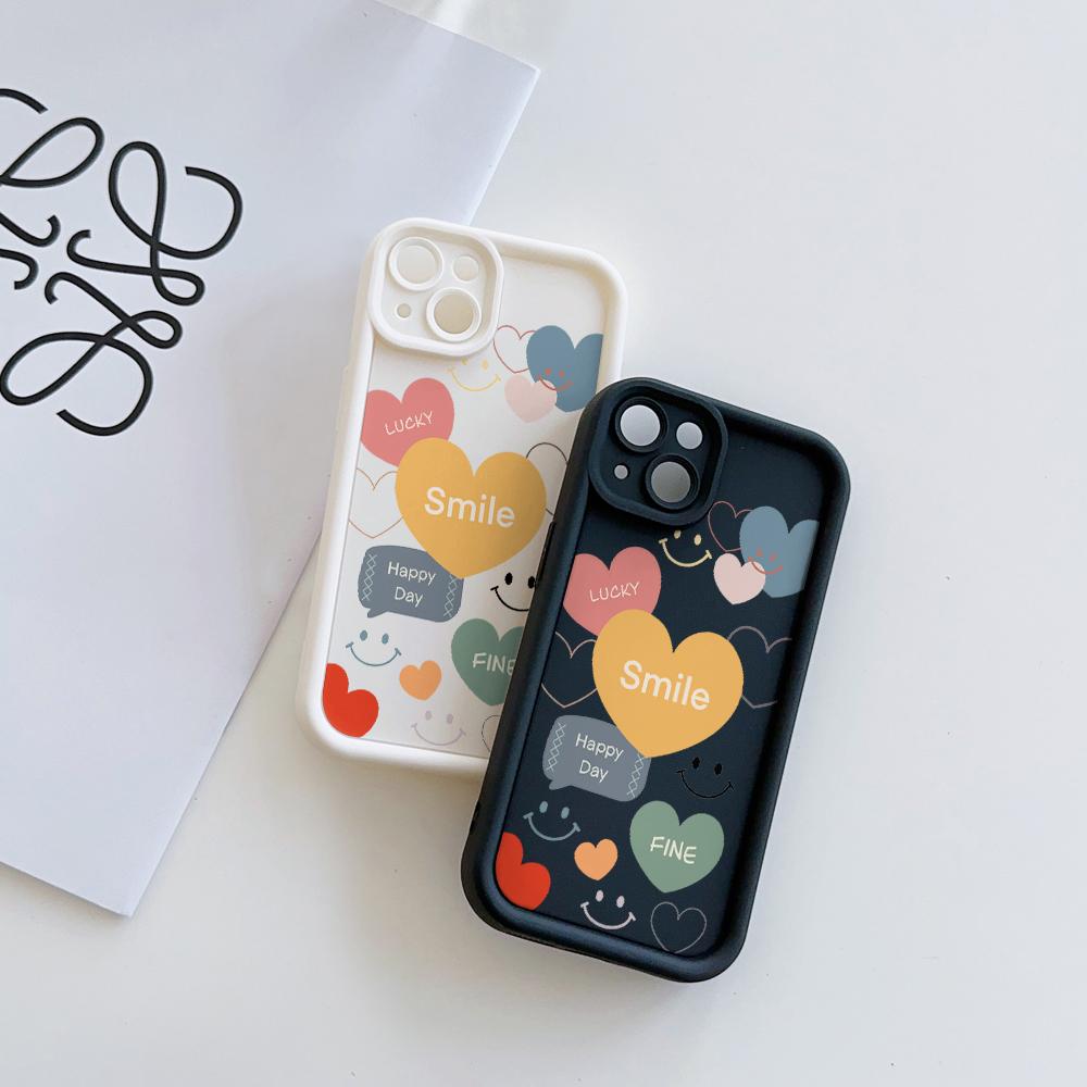 Lucky Smile Pattern Soft TPU Phone Case for iPhone 17 Air 16 15 14 Pro Max Plus 13 12 Mini 8 7 X Xs Back Cover