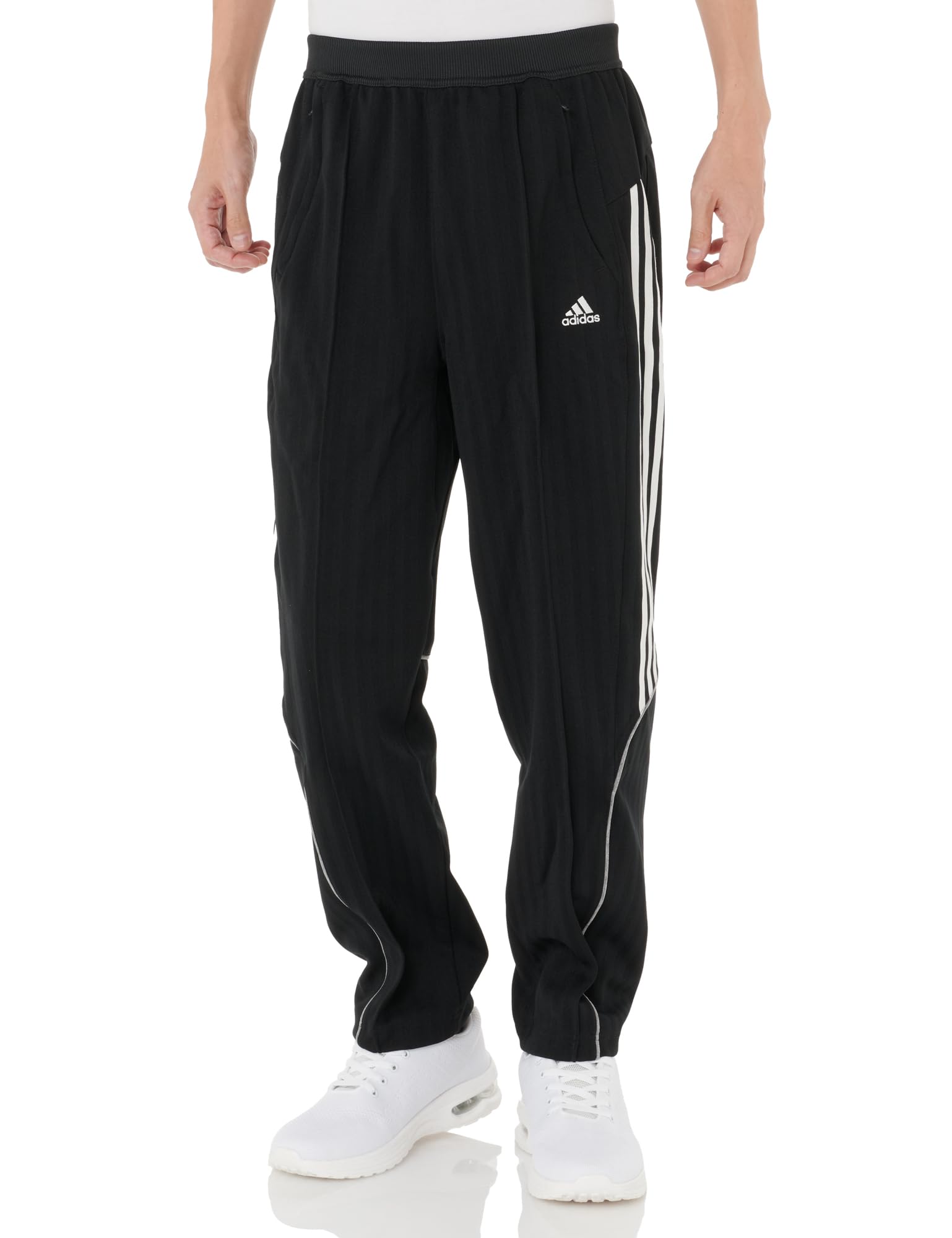 

Трикотажные брюки с открытым краем и жаккардовым плетением Beyond the Stripes Loof Fit KWX90 Black [Adidas] Мужские (JG8571) Дж/Л