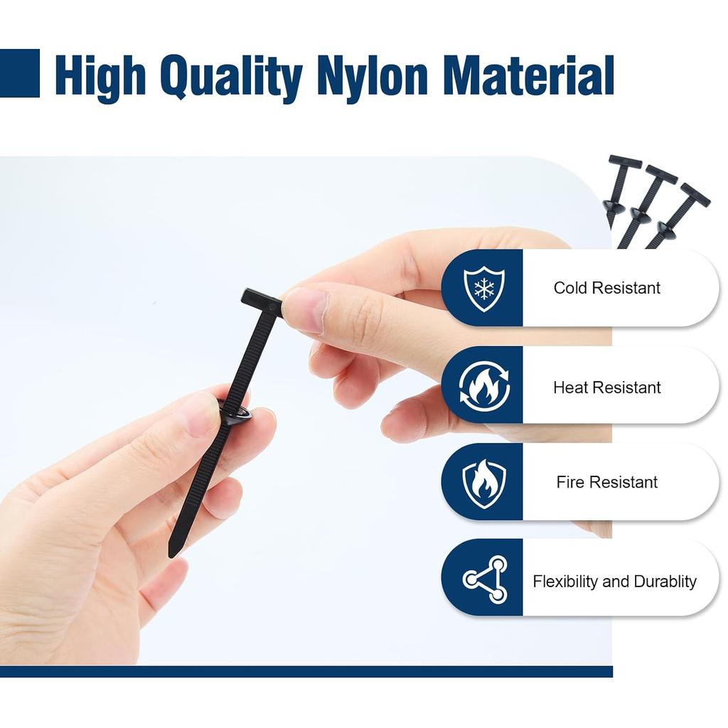 50 PCS Nylon Universal Cable Tie Buckle, Multi-Functional Black Zip Ties with Pin & Button, Snap-Fit Nylon Fastening Clip for Car