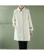 Women's Plus-Size Washed Cotton Trench Coat, Mid-Length, Loose Fit, Korean Style, for Spring and Autumn.