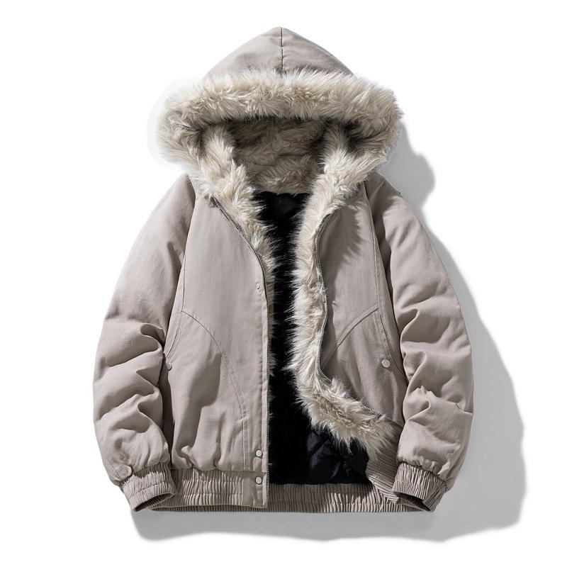 Unisex Thick Plush Vulture Hooded Cotton Winter Jacket