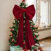11x111cm Velvet Christmas Bow, Large Holiday Door Wreath Decor, Multifunctional Ornament For Tree Stair Fireplace Thanksgiving
