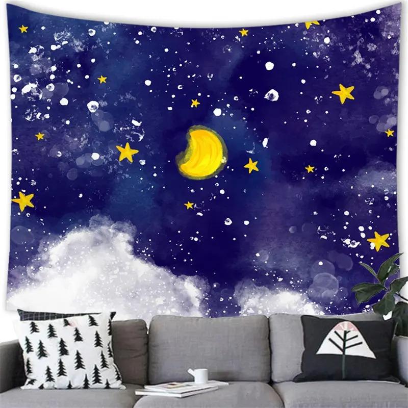 Cartoon Moon Stars Decorative Tapestry Office Living Room Decoration Home Wall Tapestry