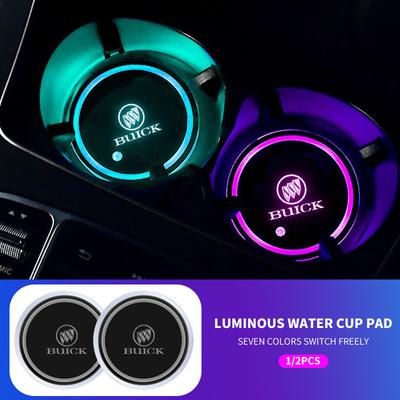 1/2Pcs 7 Color LED Car Cup Holder Light Luminous Coaster Water Cup Pad For Buick Envision LaCrosse 2017-2019 ENCORE Accessories